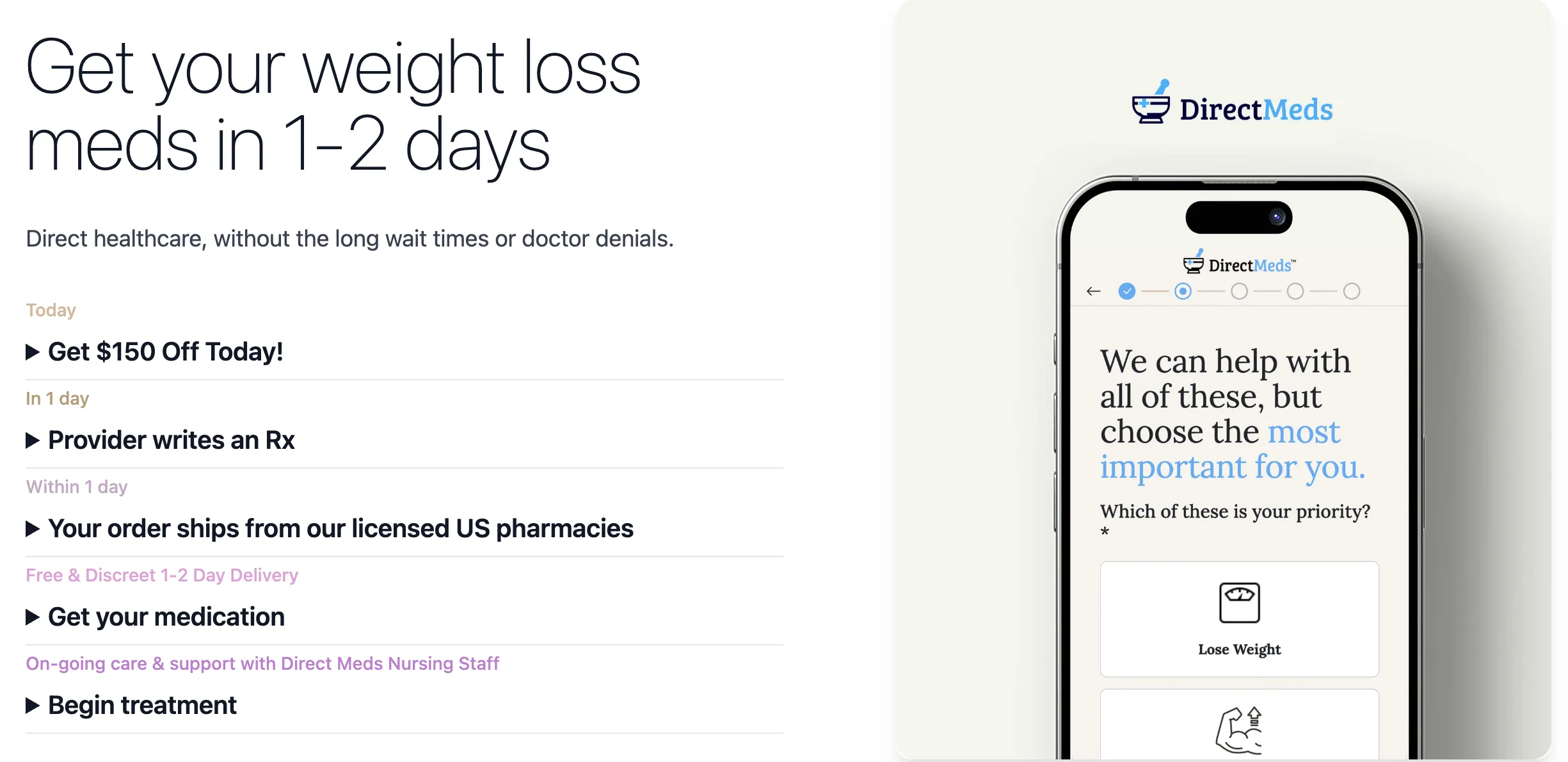 DirectMeds — Get your weight loss meds in 1-2 days, $150 Off Today, Free & Discreet Delivery
